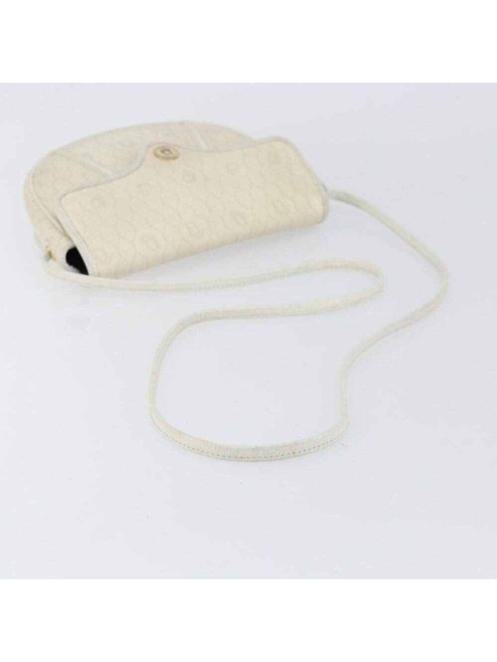 Authentic Christian Dior Honeycomb Canvas Chain Shoulder Bag PVC White Gold - Picture 14 of 16